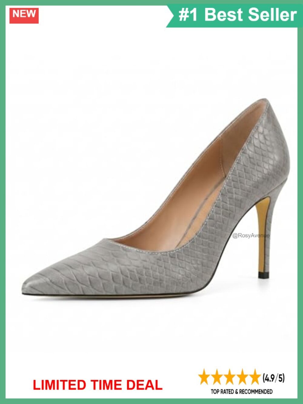 Faux Leather Stiletto Pointed Toe Slip-On Pumps Comfort Work Heels
